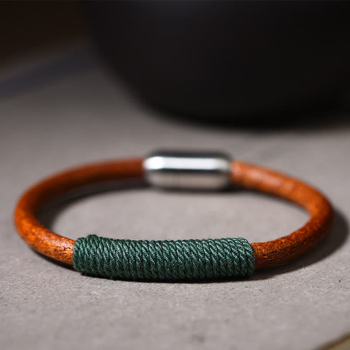 BWOOOH Tibetan Leather Handmade Five Elements Luck Braid String Buckle Bracelet