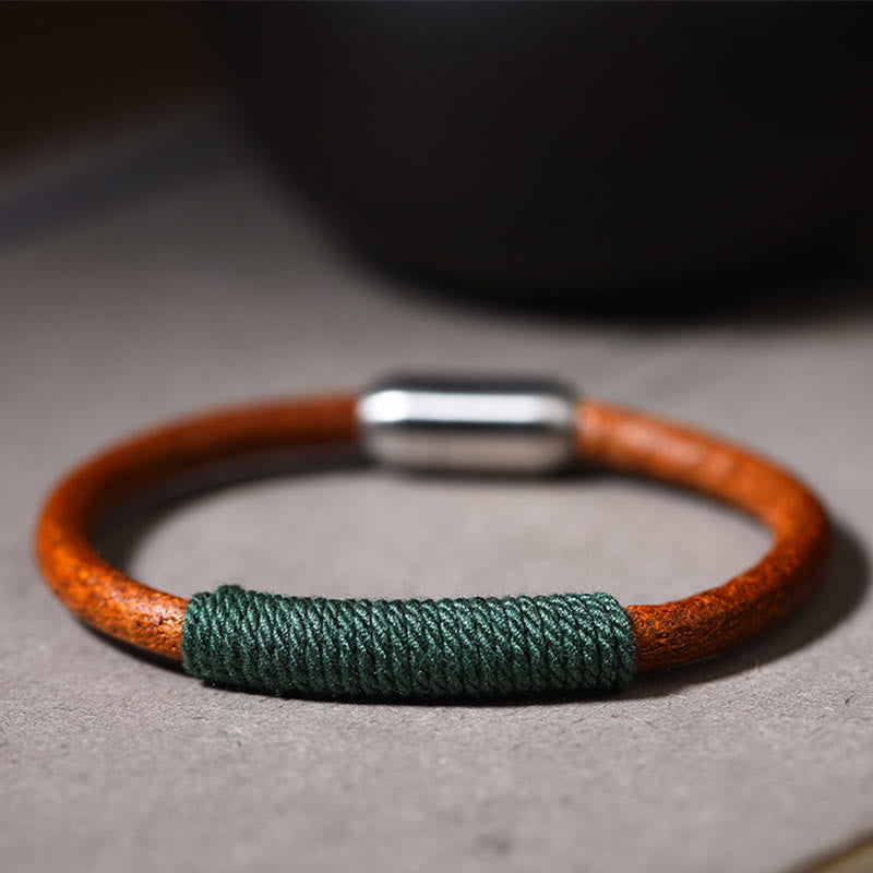 BWOOOH Tibetan Leather Handmade Five Elements Luck Braid String Buckle Bracelet