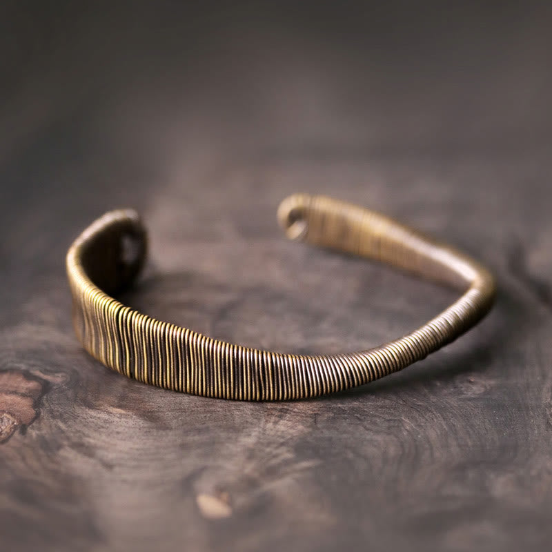 BWOOOH Simple Design Wrapped Brass Copper Luck Wealth Adjustable Cuff Bracelet | spiritual healing bracelet