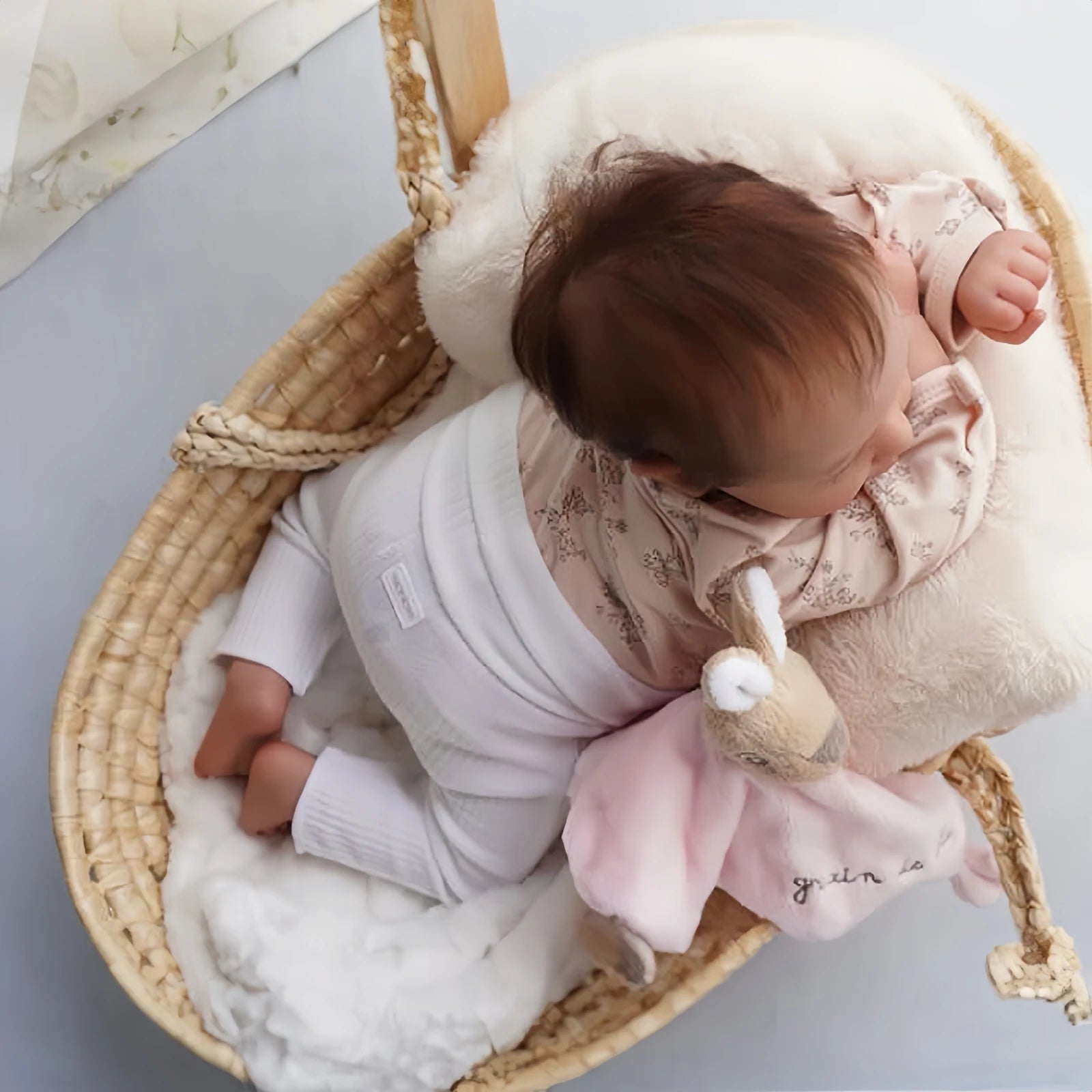 [New] 18" Cloth Body Reborn Baby Newborn Girl Doll Named Sinsda with Brown Hair with Heartbeat💖 & Sound🔊
