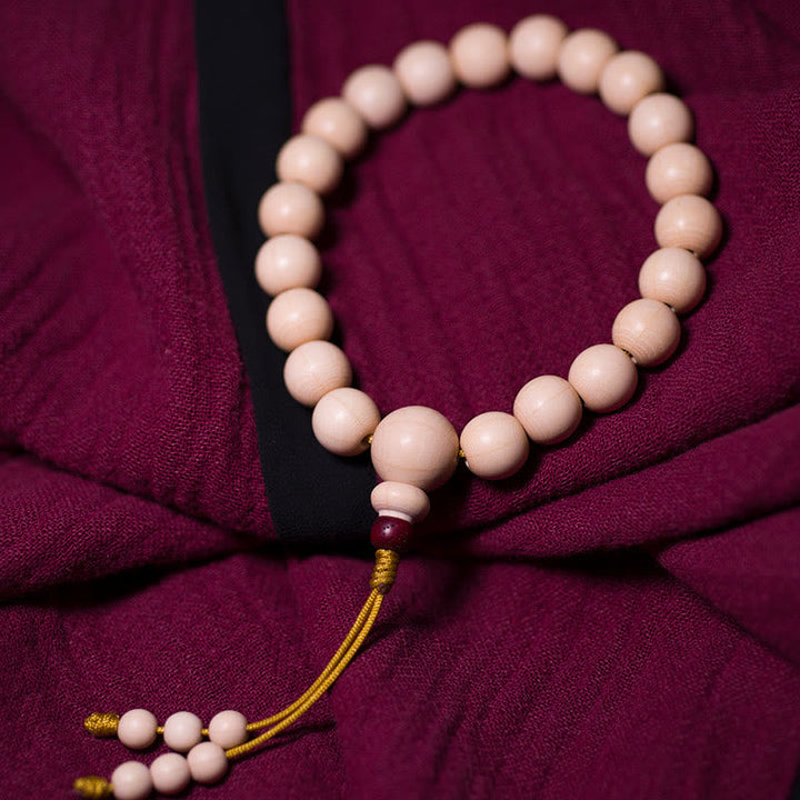 BWOOOH Natural Abelia Biflora Wood Blessing Wrist Mala