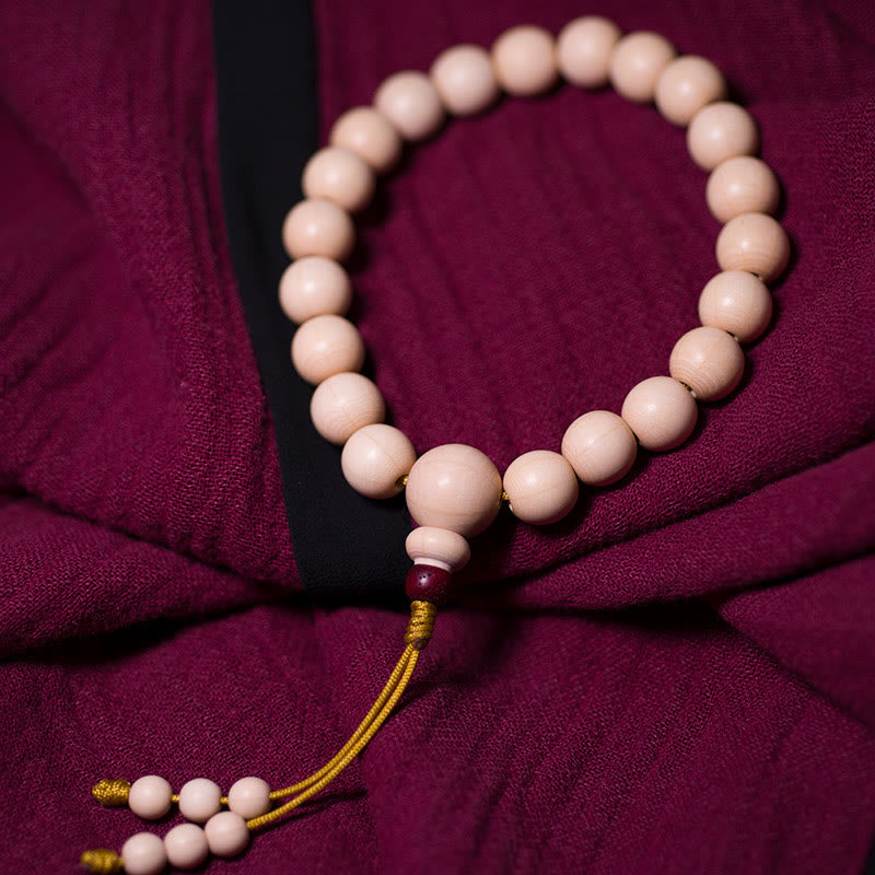 BWOOOH Natural Abelia Biflora Wood Blessing Wrist Mala