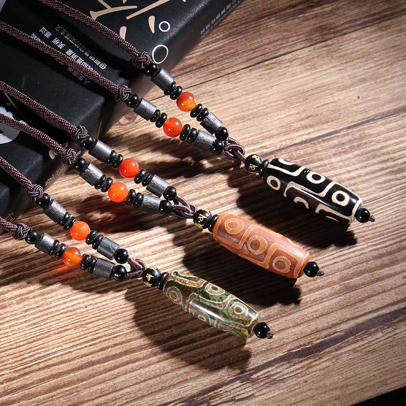 Buddha Stones Tibetan Nine-Eye Dzi Bead Wealth Necklaces &amp; Pendants (Extra 35% Off | USE CODE: FS35)