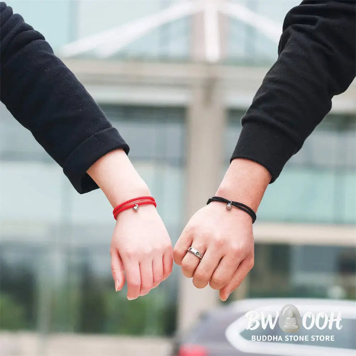 Two Magnetic Couple String Strength Bracelets connecting via a central magnetic clasp - View 9