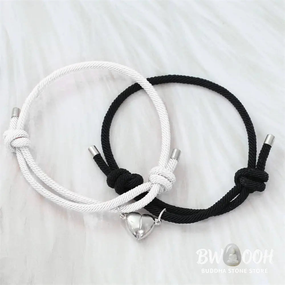 Two Magnetic Couple String Strength Bracelets connecting via a central magnetic clasp - View 3