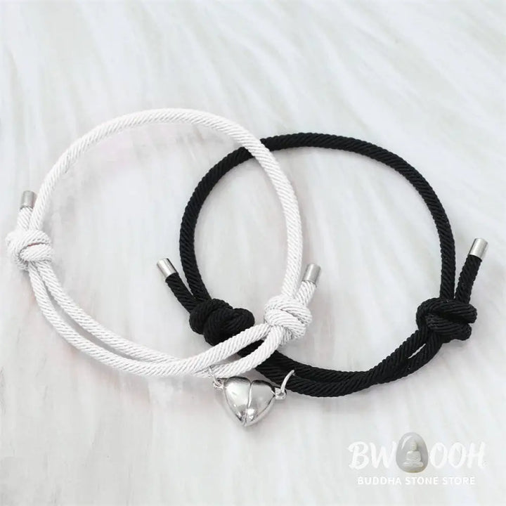 Two Magnetic Couple String Strength Bracelets connecting via a central magnetic clasp - View 3