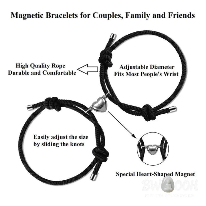 Two Magnetic Couple String Strength Bracelets connecting via a central magnetic clasp - View 19