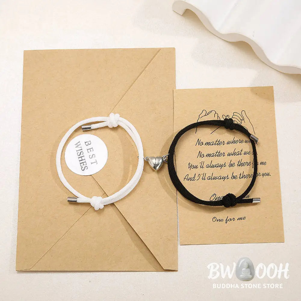 Two Magnetic Couple String Strength Bracelets connecting via a central magnetic clasp - View 2