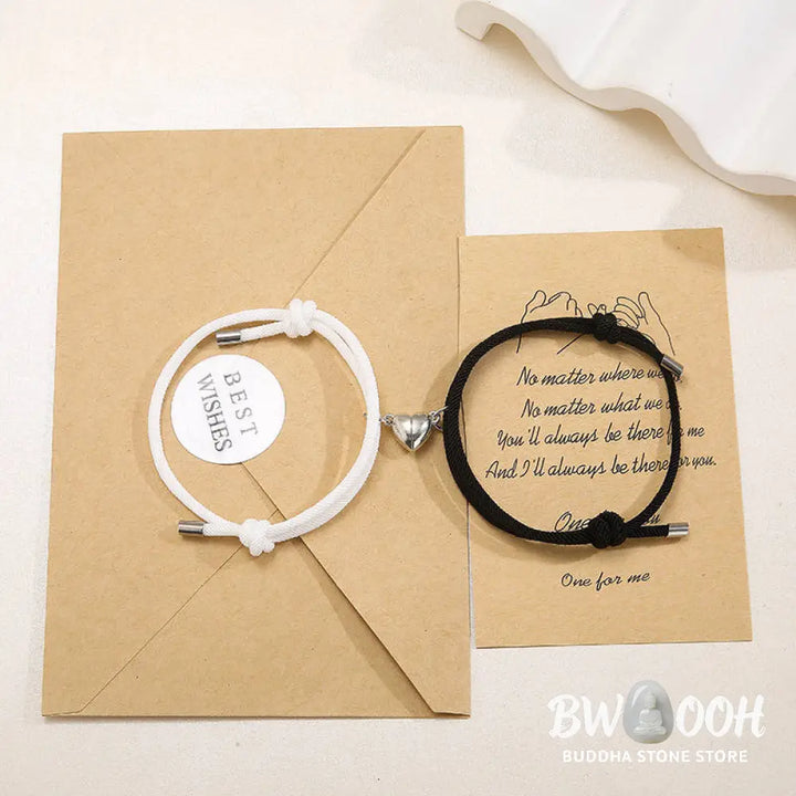 Two Magnetic Couple String Strength Bracelets connecting via a central magnetic clasp - View 2