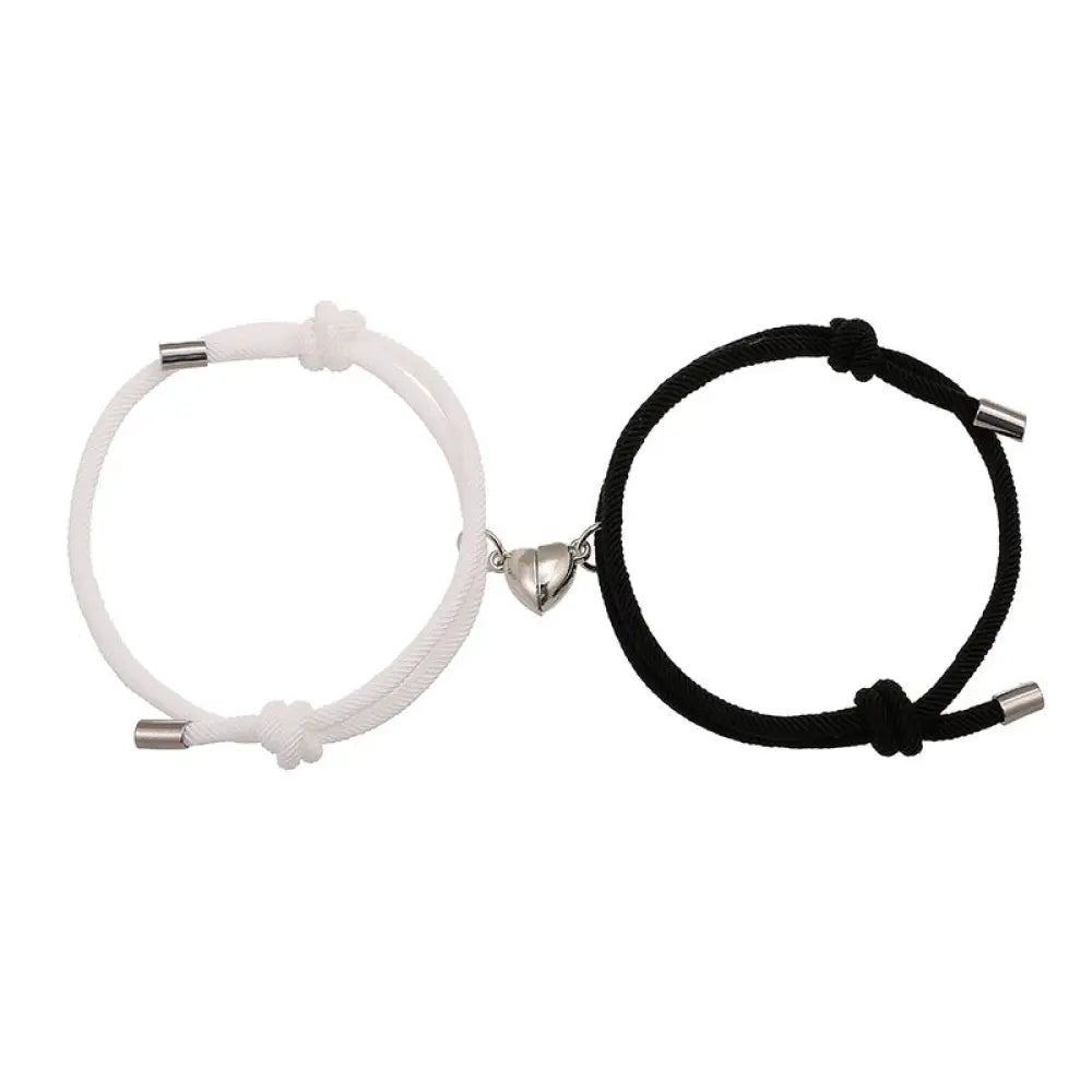 Two Magnetic Couple String Strength Bracelets connecting via a central magnetic clasp