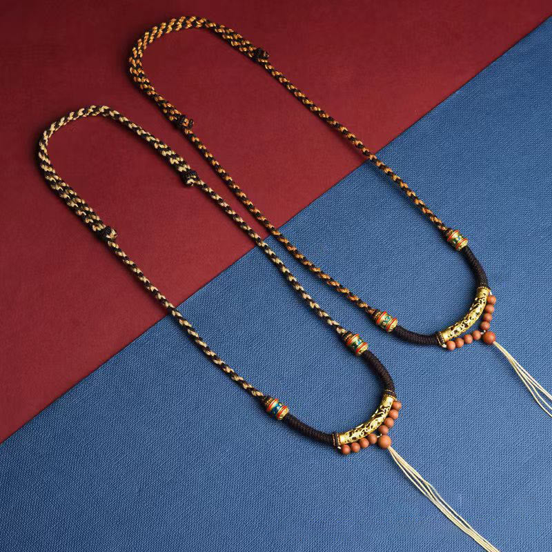 BWOOOH Tibetan Handmade King Kong Knot Om Mani Padme Hum Prayer Wheel String Necklace Pendant