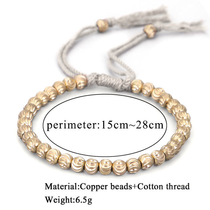 BWOOOH Tibetan Handmade Copper Bead Luck String Bracelet | natural stone spiritual bracelet for healing and mindful living
