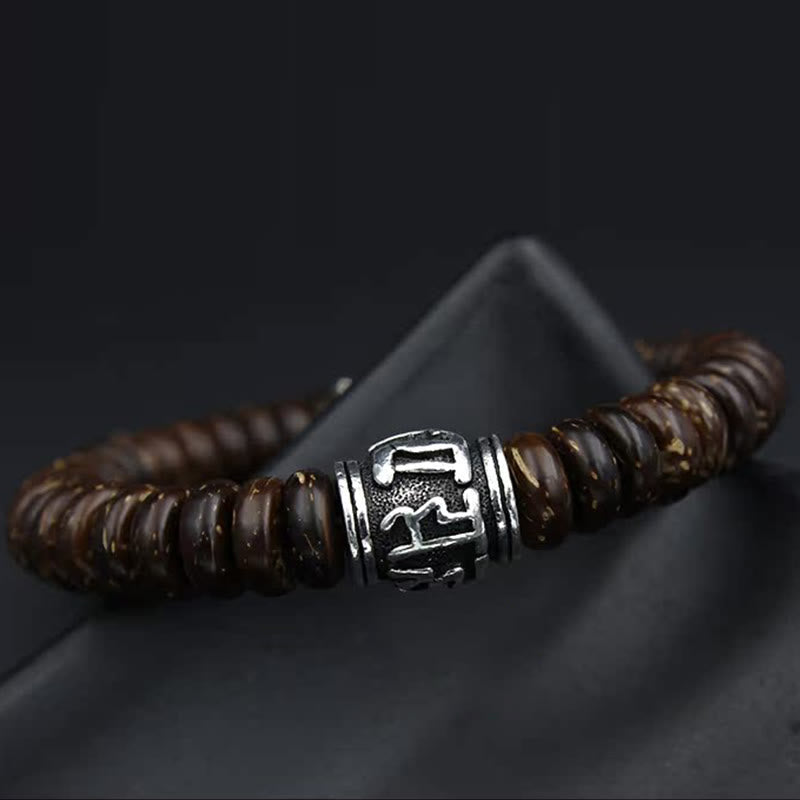 BWOOOH Natural Tibetan Coconut Shell Om Mani Padme Hum Positive Bracelet | spiritual healing bracelet