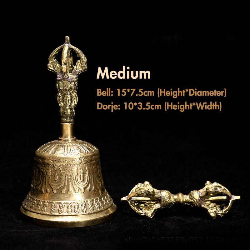 BWOOOH Tibetan Meditation Bell and Vajra Dorje Copper Decoration Set | spiritual healing bracelet