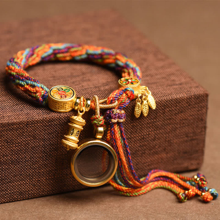 BWOOOH Tibetan Om Mani Padme Hum Dreamcatcher Luck Colorful Reincarnation Knot String Bracelet