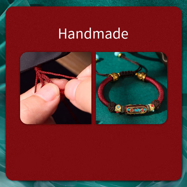 BWOOOH Handmade Tibetan Turquoise Om Mani Padme Hum Strength Braided Bracelet  -  Turquoise Tibetan bracelet for spiritual h...