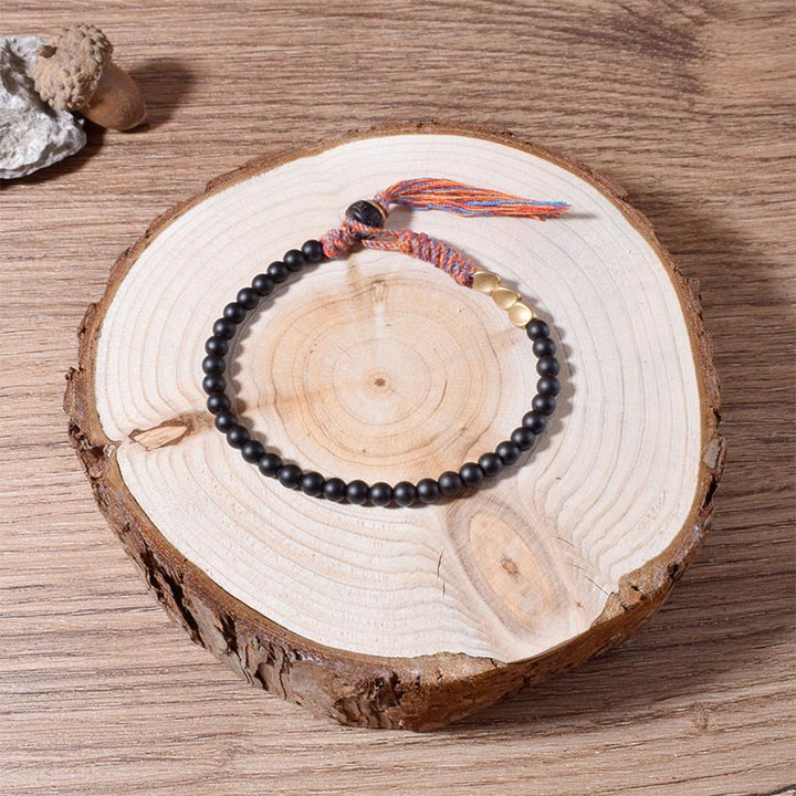 BWOOOH Handmade Tibetan Black Onyx Tassel Bracelet