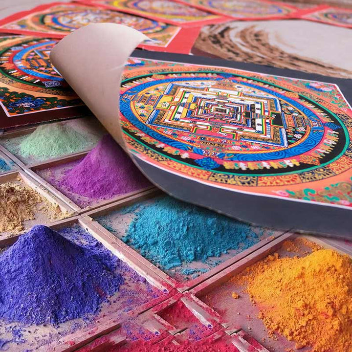 BWOOOH Tibetan thangka Buddhist painting - Tibetan Handmade Thangka Mandala Pa