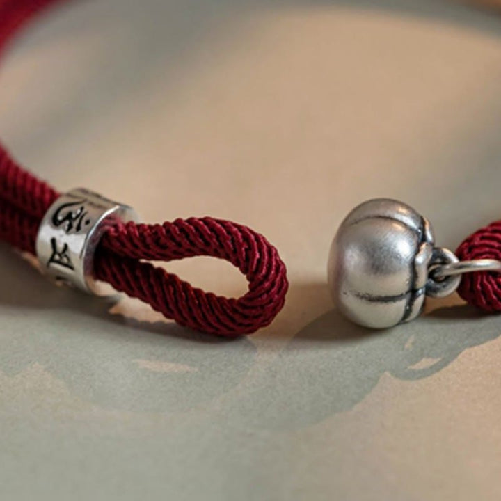 BWOOOH 925 Sterling Silver Tibetan Handmade Om Mani Padme Hum Persimmon Charm Luck Protection Braided Bracelet
