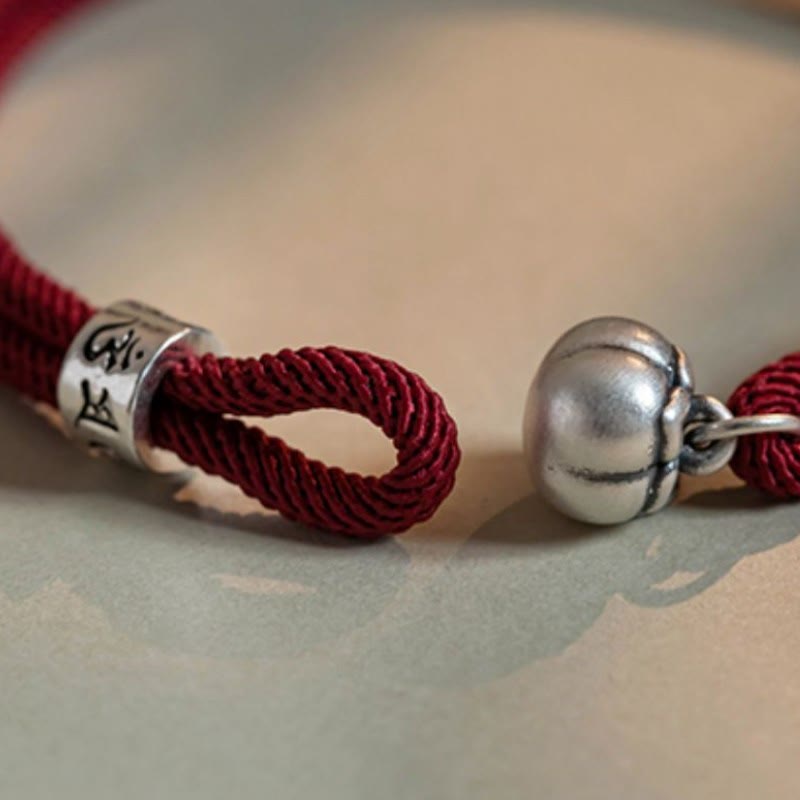 BWOOOH 925 Sterling Silver Tibetan Handmade Om Mani Padme Hum Persimmon Charm Luck Protection Braided Bracelet