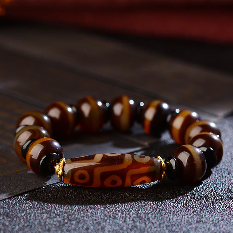 BWOOOH Tibetan Natural Nine-Eye Dzi Bead Agate Wealth Blessings Bracelet  -  Dzi Tibetan bracelet for spiritual healing and ...