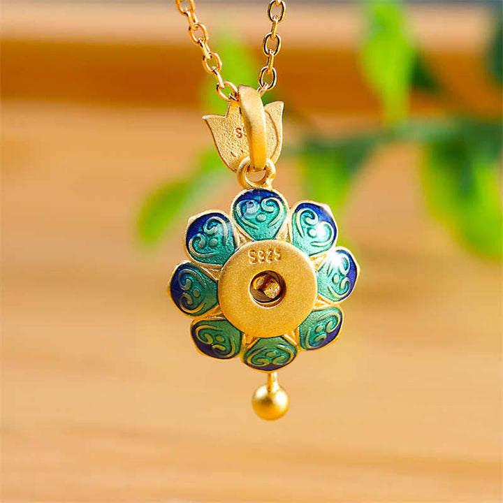 BWOOOH 925 Sterling Silver Tibet Lotus Prayer Wheel Red Agate Enlightenment Necklace Pendant