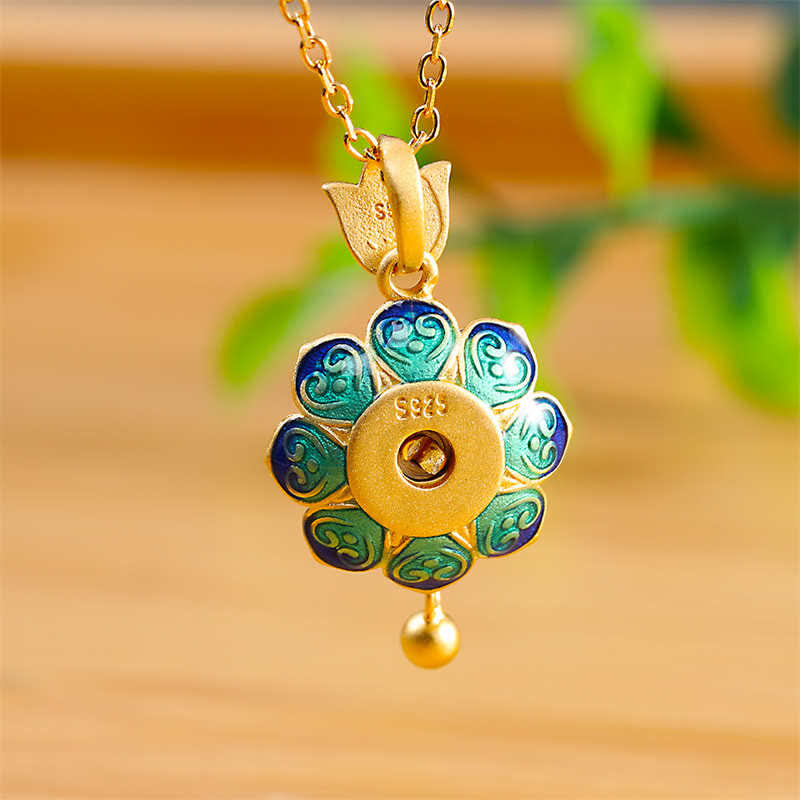 BWOOOH 925 Sterling Silver Tibet Lotus Prayer Wheel Red Agate Enlightenment Necklace Pendant
