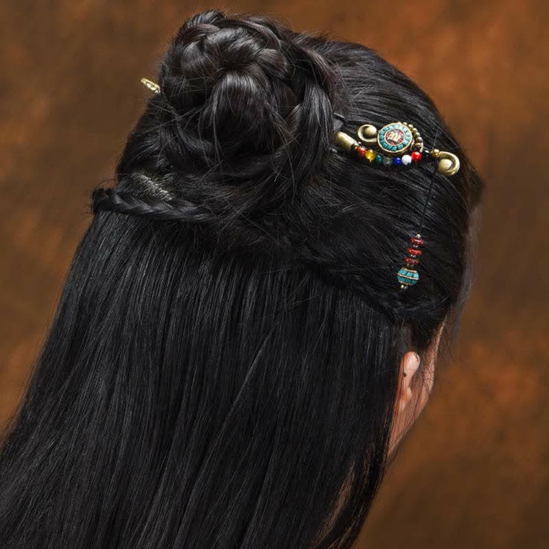 BWOOOH Tibetan Turquoise Agate Protection Hairpin Decorat
