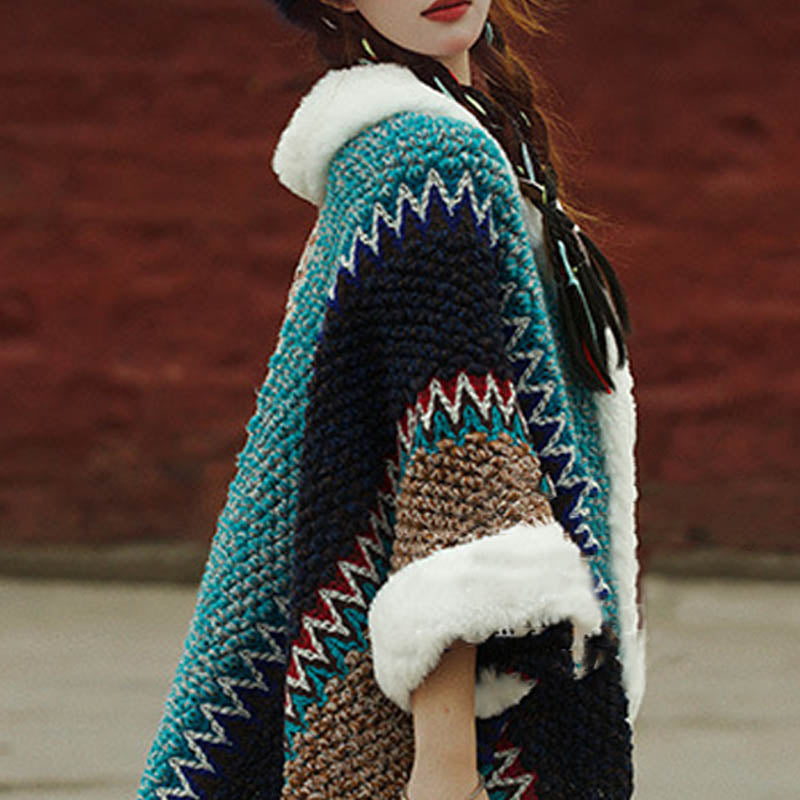 BWOOOH Tibetan Multicolored Striped Shawl Winter Cozy Tra