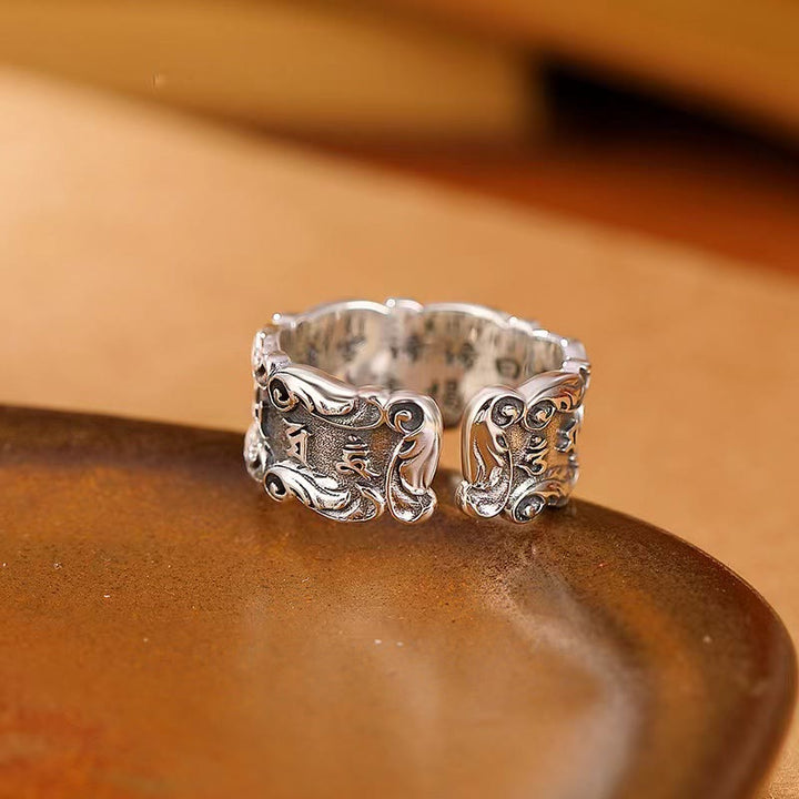 BWOOOH Tibetan Om Mani Padme Hum Design Peace Adjustable Ring