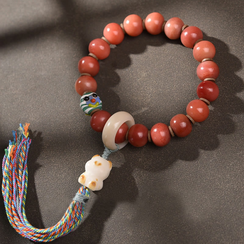 BWOOOH Tibetan Natural Camel Bone Dzi Bead Bodhi Seed Charm Luck Bracelet