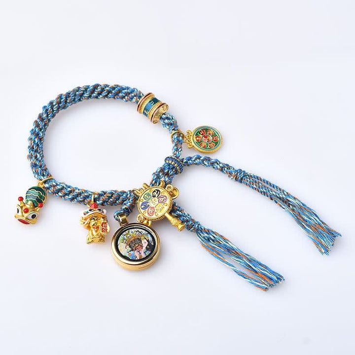 BWOOOH Tibetan Zakiram Goddess of Wealth Thangka Luck Prayer Wheel Braid String Bracelet