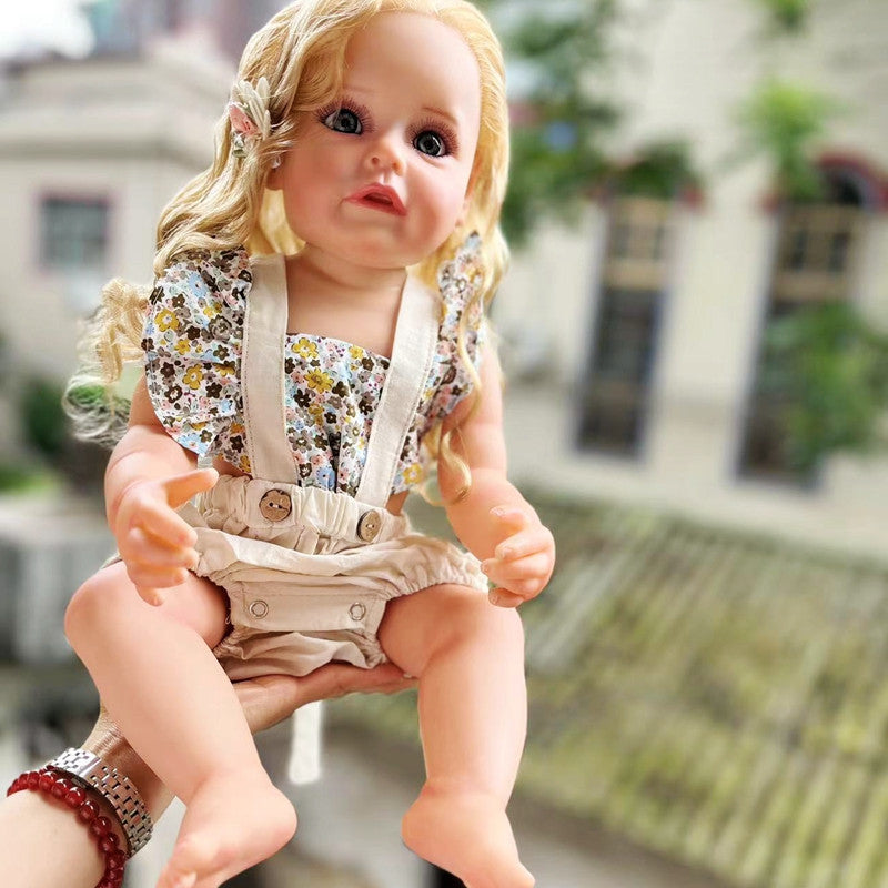22-inch All-Silicone Realistic Rebirth Doll - Blonde Luna Style, Full Body Soft Silicone, Movable and Water-Suitable, Realistic and Cute Companion Doll