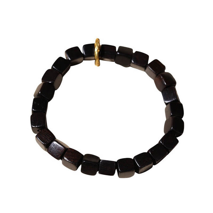 BWOOOH Tibetan Ebony Wood Square Beads Peace Calm Bracelet