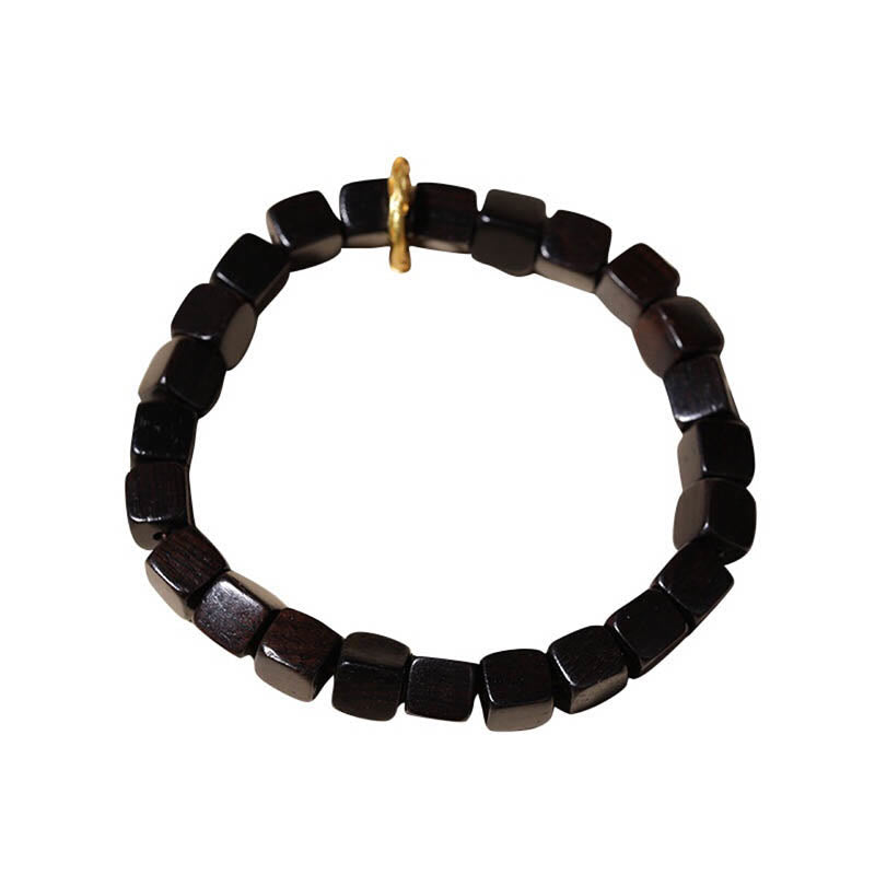 BWOOOH Tibetan Ebony Wood Square Beads Peace Calm Bracelet