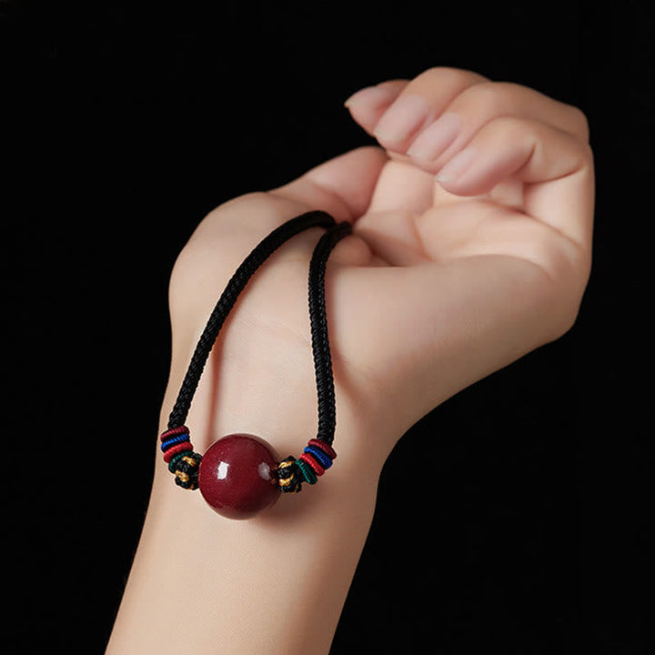 BWOOOH Cinnabar Bead Blessing String Necklace Pendant
