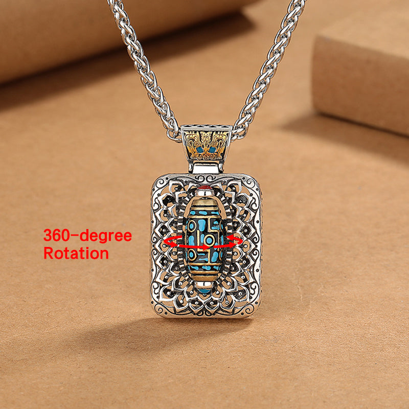 BWOOOH Nine-Eye Dzi Bead Design Copper Healing Rotatable Necklace Pendant