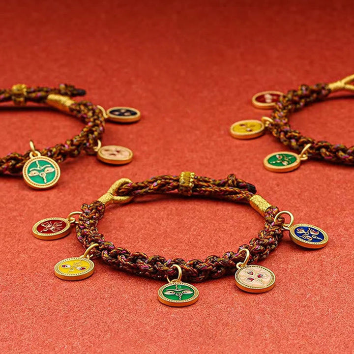 BWOOOH Tibetan Five God Of Wealth Thangka Luck Braid String Bracelet
