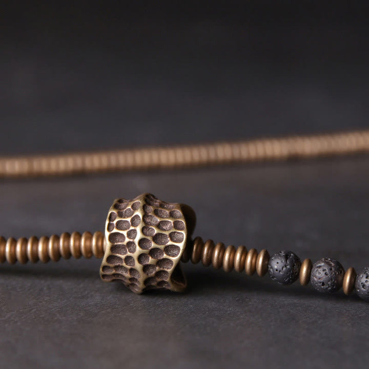 BWOOOH Vintage Lava Rock Brass Copper Healing Multilayered Bracelet