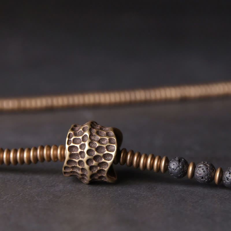 BWOOOH Vintage Lava Rock Brass Copper Healing Multilayered Bracelet