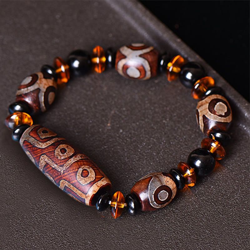 BWOOOH Tibetan Retro Natural Nine-Eye Dzi Bead Blessings Bracelet | spiritual healing bracelet