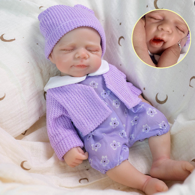 LullabyLove 12-inch Solid Silicone Reborn Baby - Bathable, Flexible Limbs, Realistic Eye Material, Authentic Texture, Sleep Companion Doll