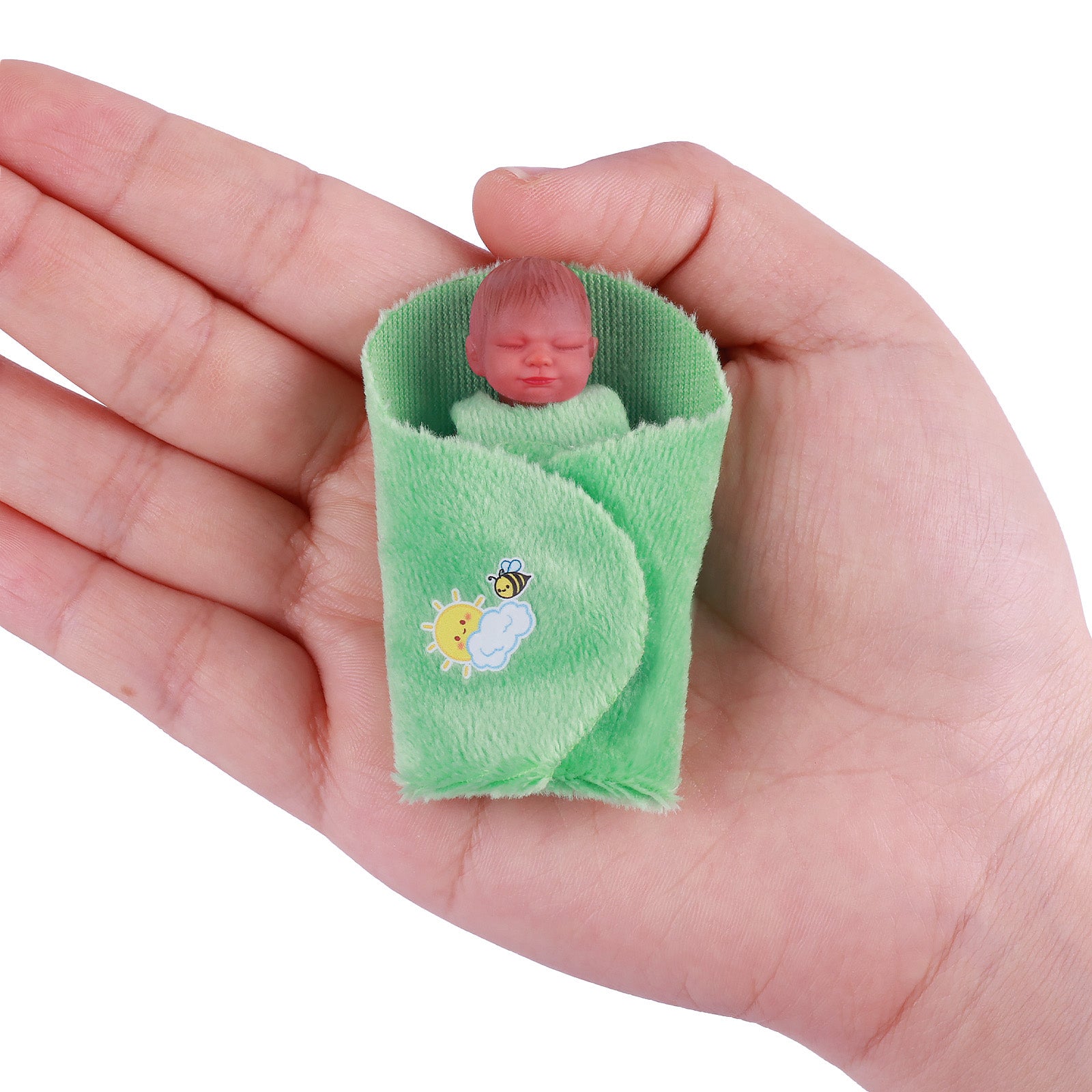 Full Platinum Solid Silicone Star Product 3 Inches Mini Sleeping Baby Doll Girl with Free Delicate Furniture Accessories