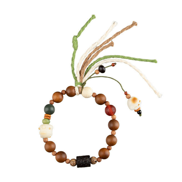 BWOOOH Lightning Strike Wood Bodhi Seed Cat Paw Claw Auspiciousness Protection Tassel Bracelet