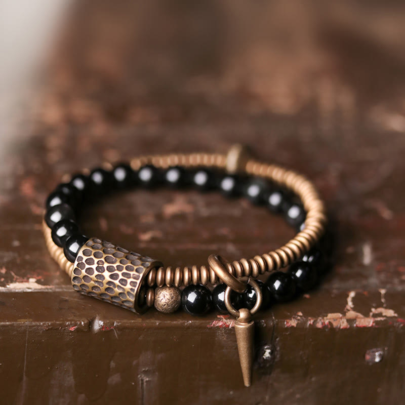 BWOOOH Rainbow Obsidian Copper Inner Peace Healing Double Layer Bracelet | spiritual healing bracelet