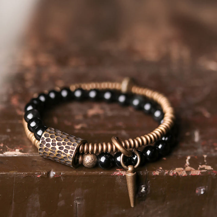 BWOOOH Rainbow Obsidian Copper Inner Peace Healing Double Layer Bracelet | spiritual healing bracelet
