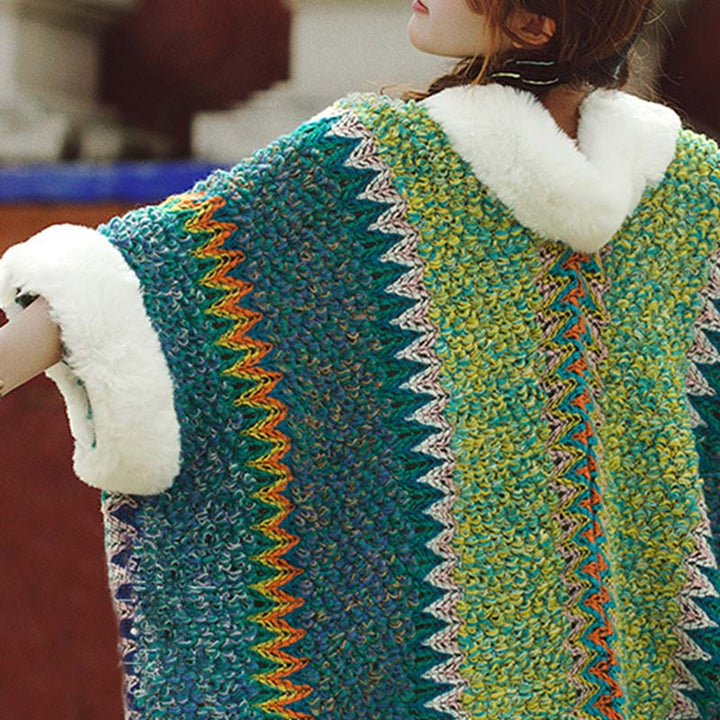 BWOOOH Tibetan Multicolored Striped Shawl Winter Cozy Tra