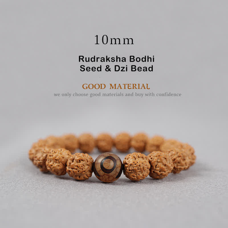 BWOOOH Tibet Rudraksha Bodhi Seed Dzi Bead Amber Turquoise Wealth Bracelet