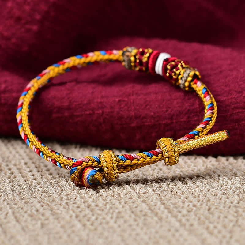 BWOOOH Handmade Dunhuang Color Luck Braid String Bracelet