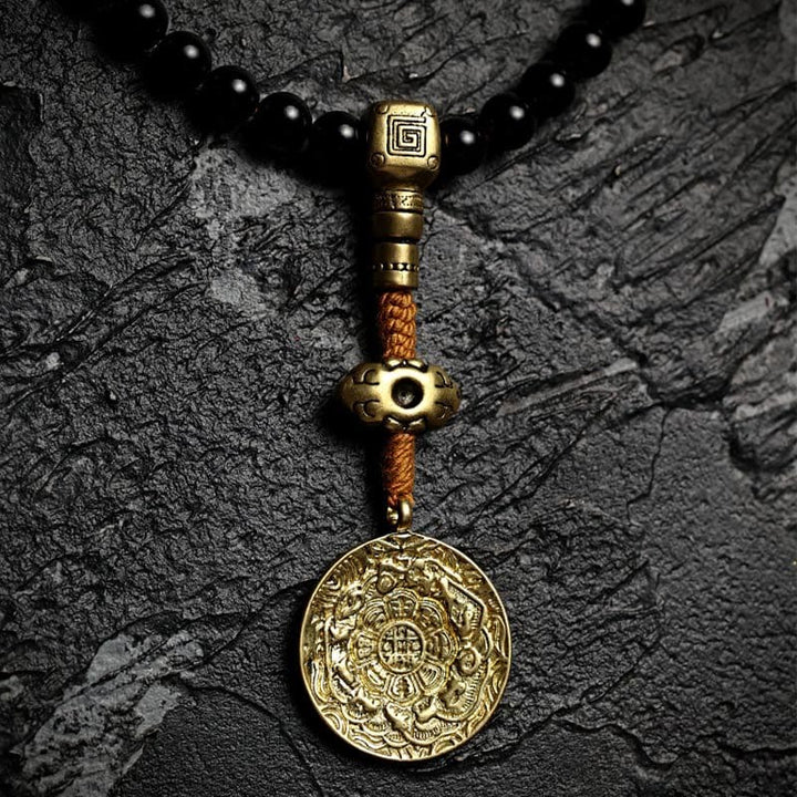BWOOOH Tibetan 108 Mala Beads Black Onyx Tiger Eye Nine Palaces Bagua Protection Bracelet